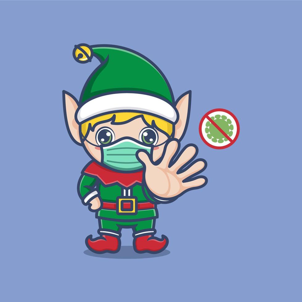 mignonne dessin animé Noël elfe vecteur
