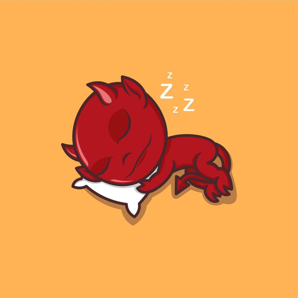 mignonne dessin animé diable en train de dormir vecteur