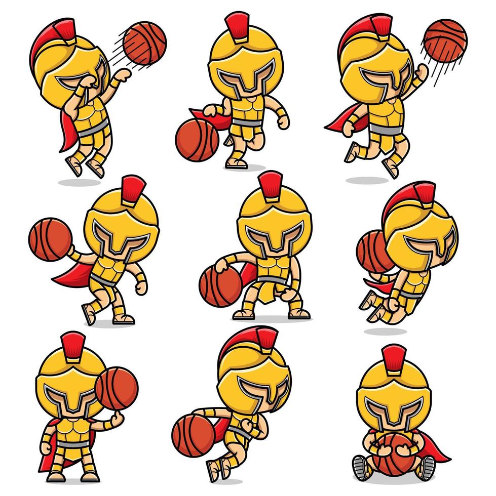 mignonne dessin animé gladiateur sport basketball vecteur