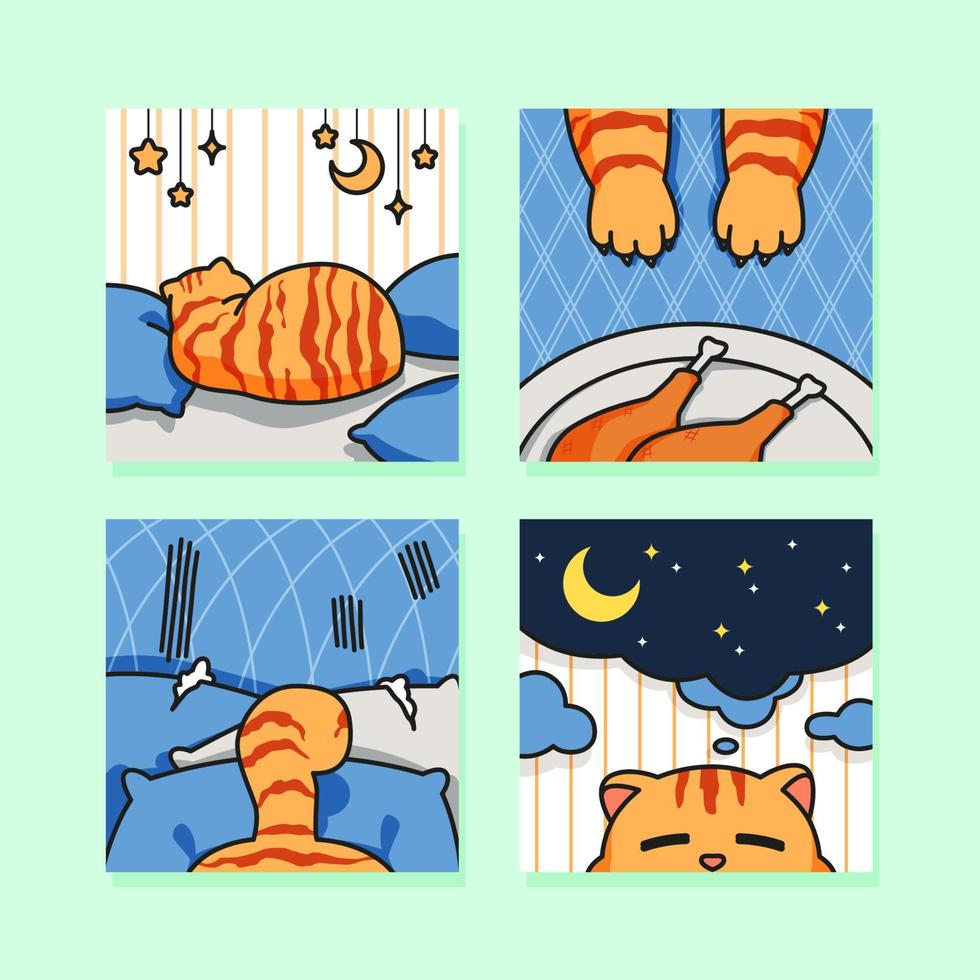 mignonne paresseux Orange chat concept pour social médias Publier vecteur