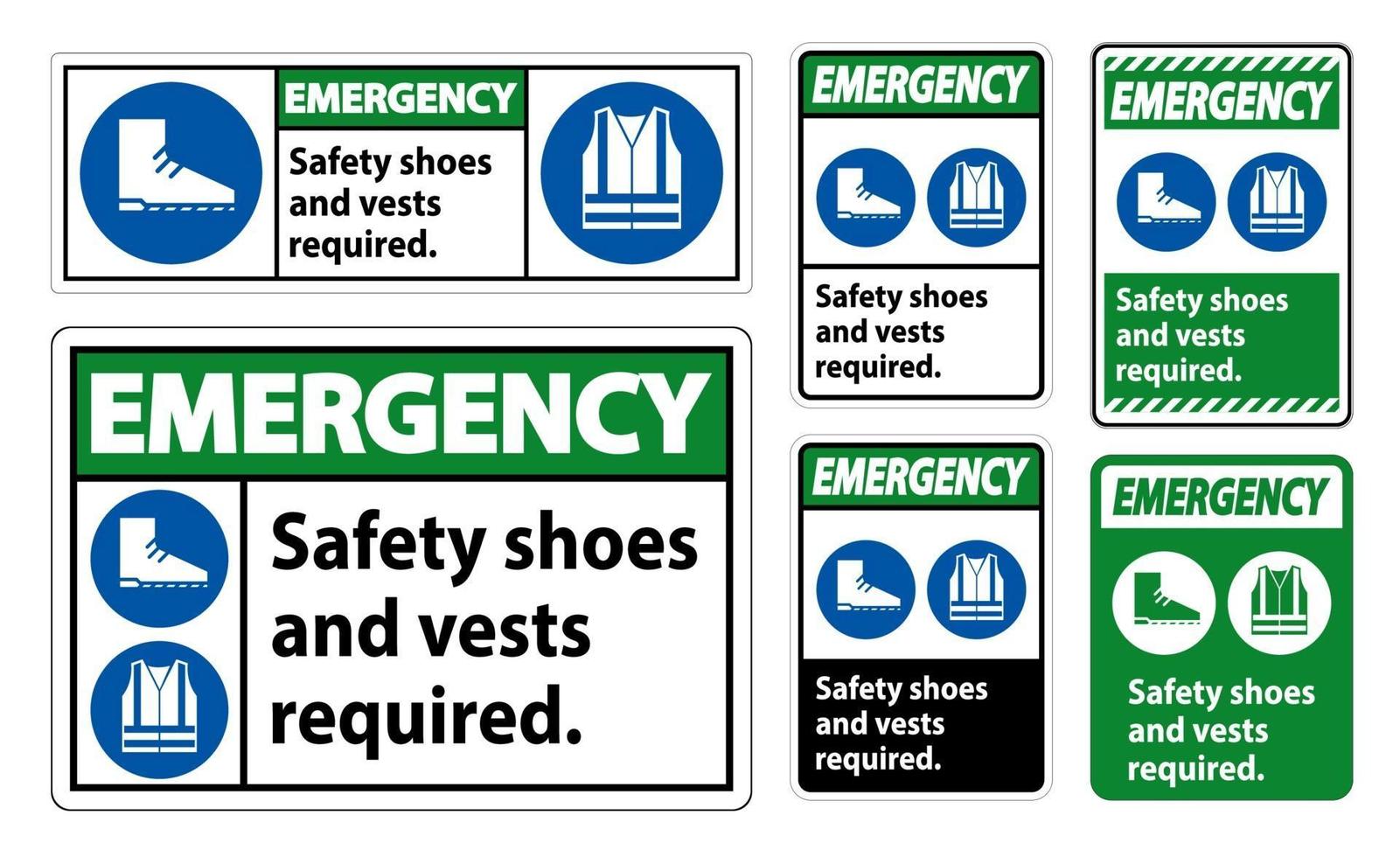 chaussures de sécurité et gilet de sécurité requis avec jeu de symboles ppe vecteur
