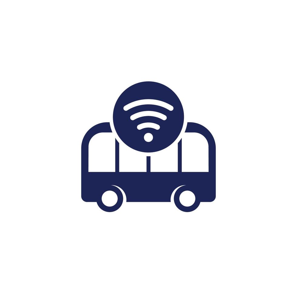 autonome Navette autobus icône sur blanc vecteur