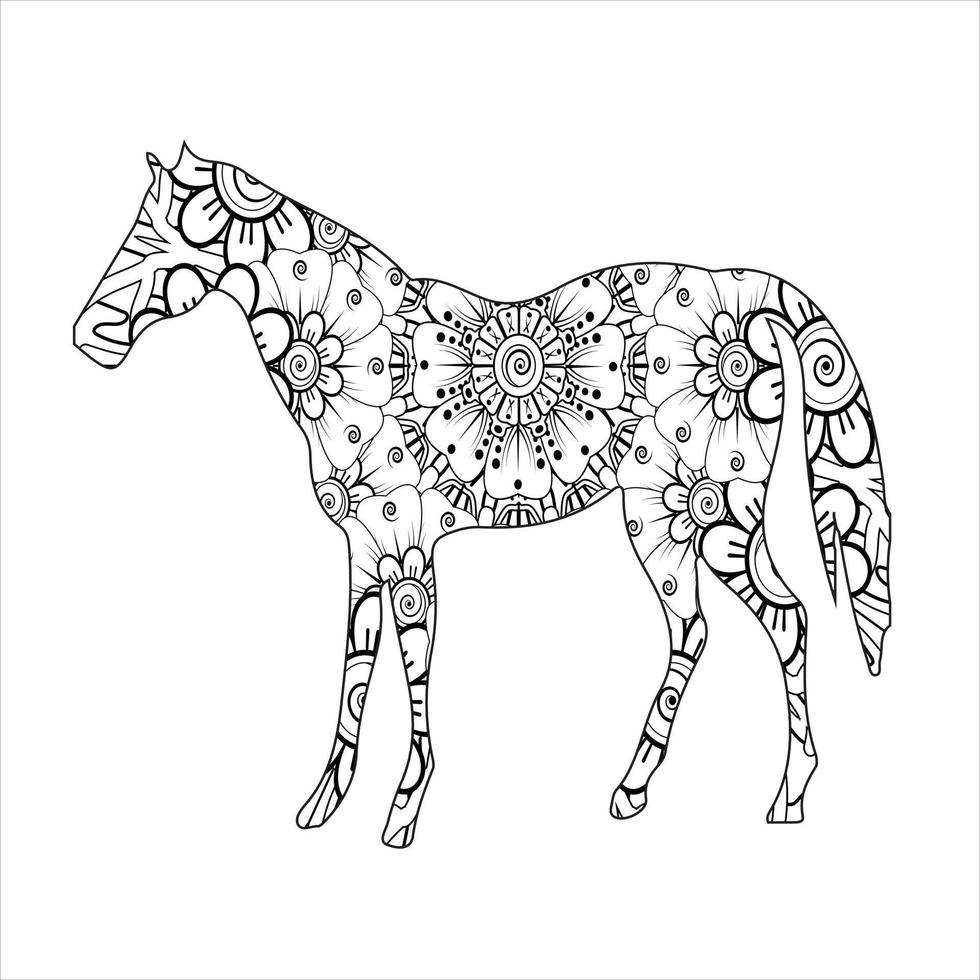 cheval animal mandala coloration page vecteur art