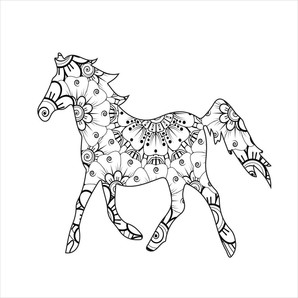 cheval animal mandala coloration page vecteur art