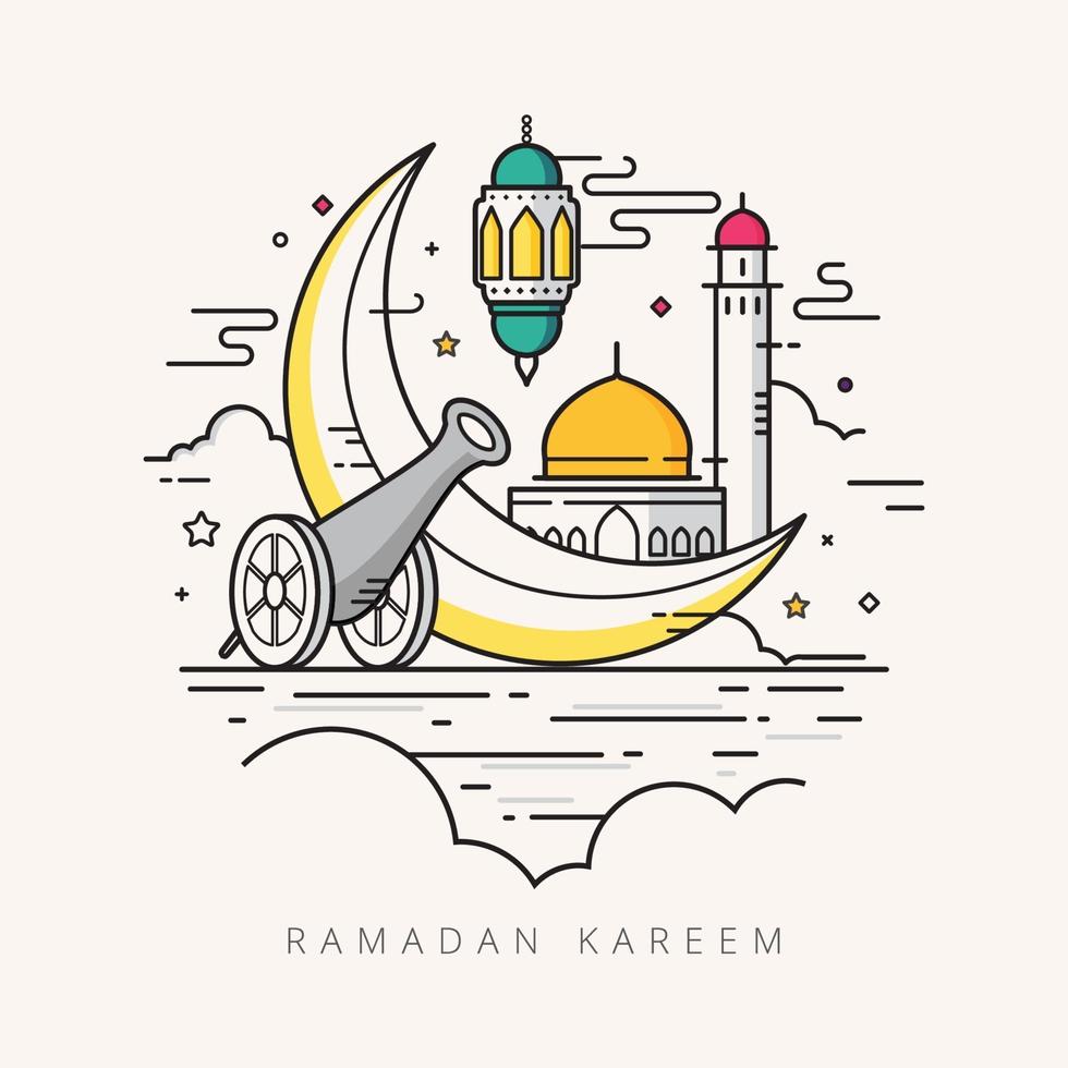 ramadan kareem doodle illustration vectorielle dessinés à la main vecteur