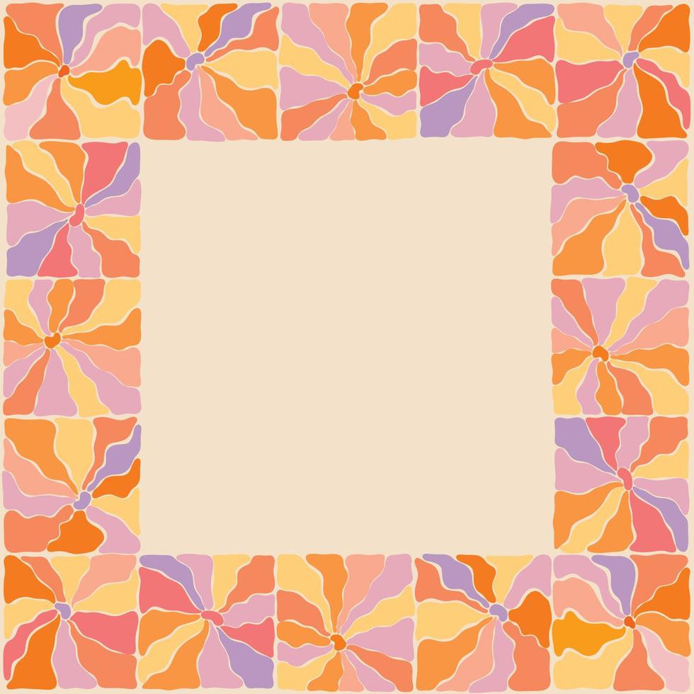carré Cadre avec abstrait floral éléments, botanique moderne illustration dans le matisse minimal style. floral vecteur affiche, carte postale modèle.