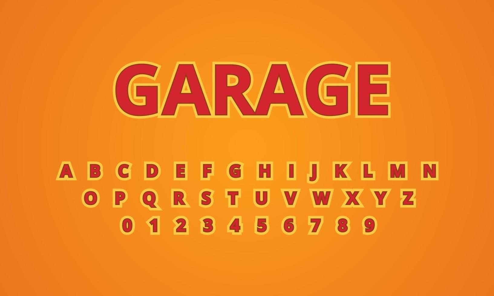 alphabet de polices de garage effet de texte vecteur