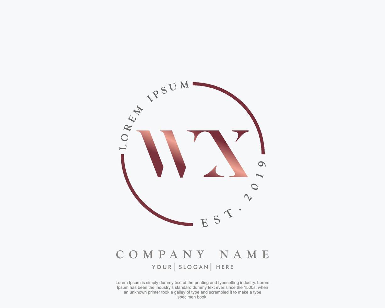 initiale lettre wx féminin logo beauté monogramme et élégant logo conception, écriture logo de initiale signature, mariage, mode, floral et botanique avec Créatif modèle vecteur