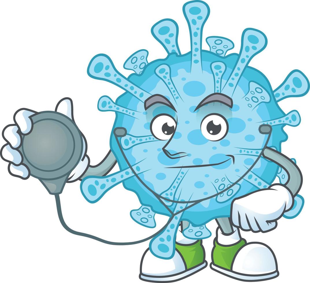une dessin animé personnage de fièvre coronavirus vecteur