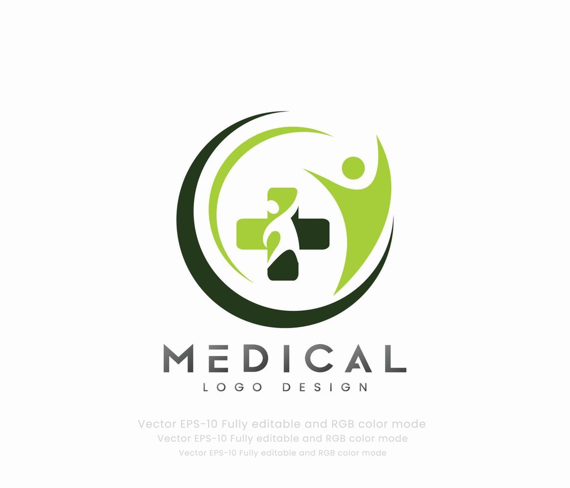 médical logo conception avec une vert et blanc cercle vecteur