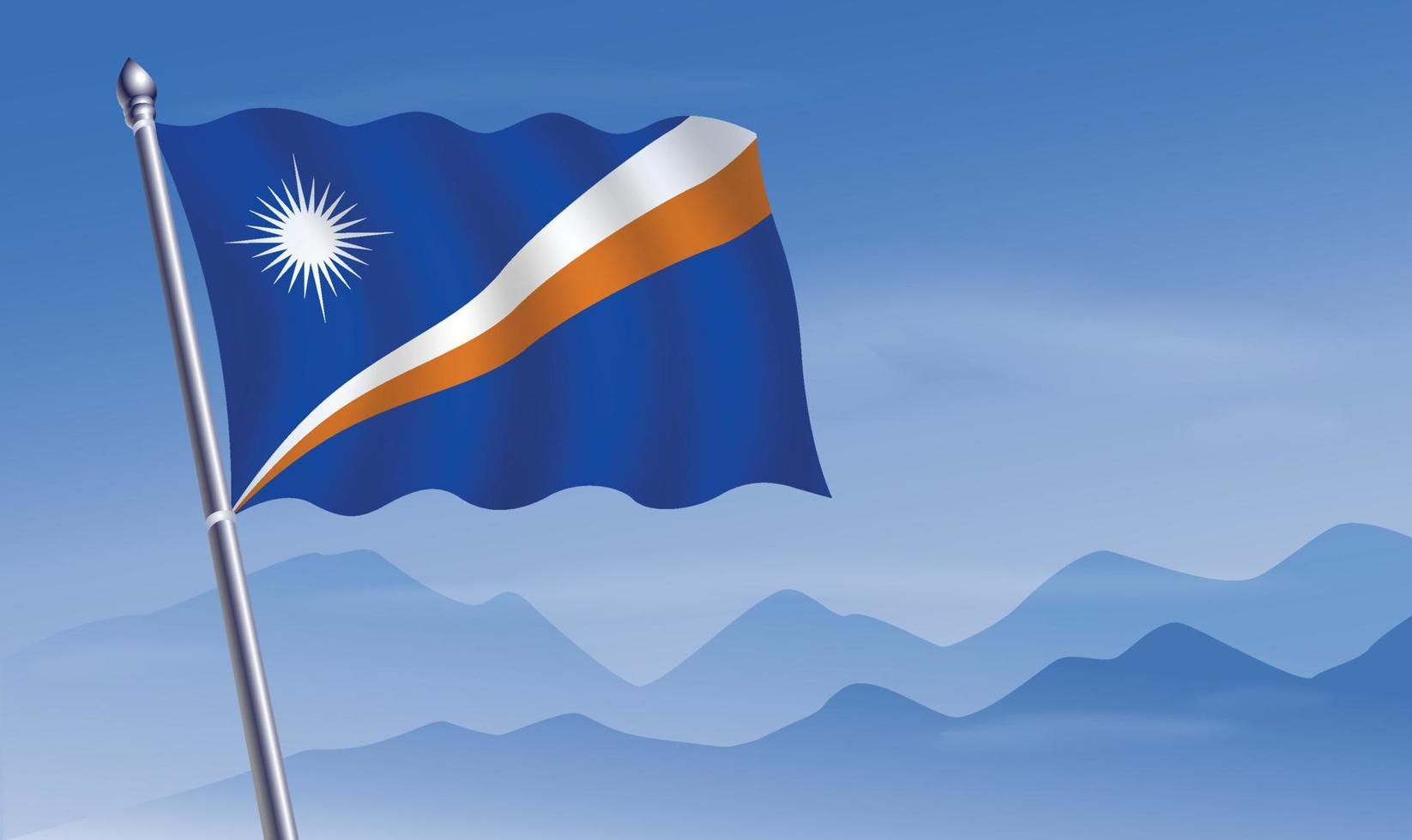 Marshall îles drapeau avec Contexte de montagnes et ciel vecteur