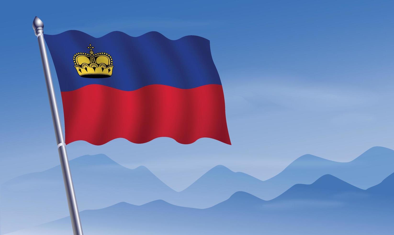 Liechtenstein drapeau avec Contexte de montagnes et ciel vecteur