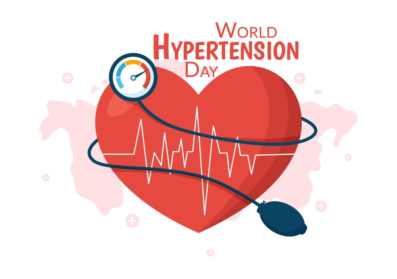 monde hypertension journée sur mai 17e illustration avec haute du sang pression et rouge l'amour image dans plat dessin animé main tiré pour atterrissage page modèles vecteur