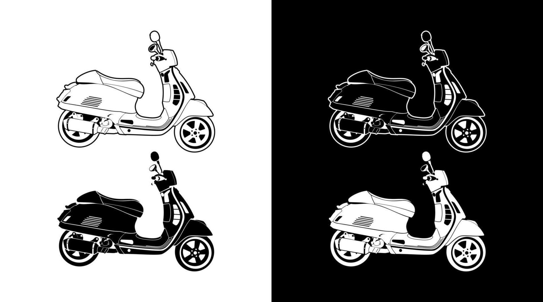 scooter matic moto côté vue détaillé vecteur illustration contour icône conception