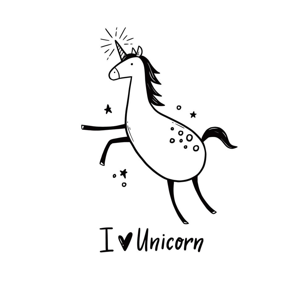 ensemble de licorne doodle. dessiné à la main vecteur