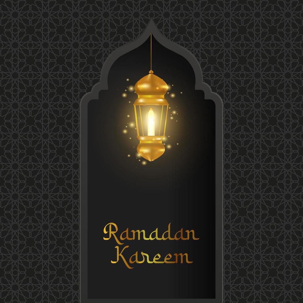 Ramadan kareem noir et or salutation cartes social médias Publier vecteur conception