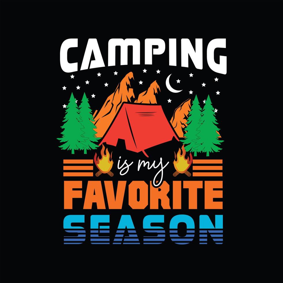 conception de t-shirt de camping vecteur