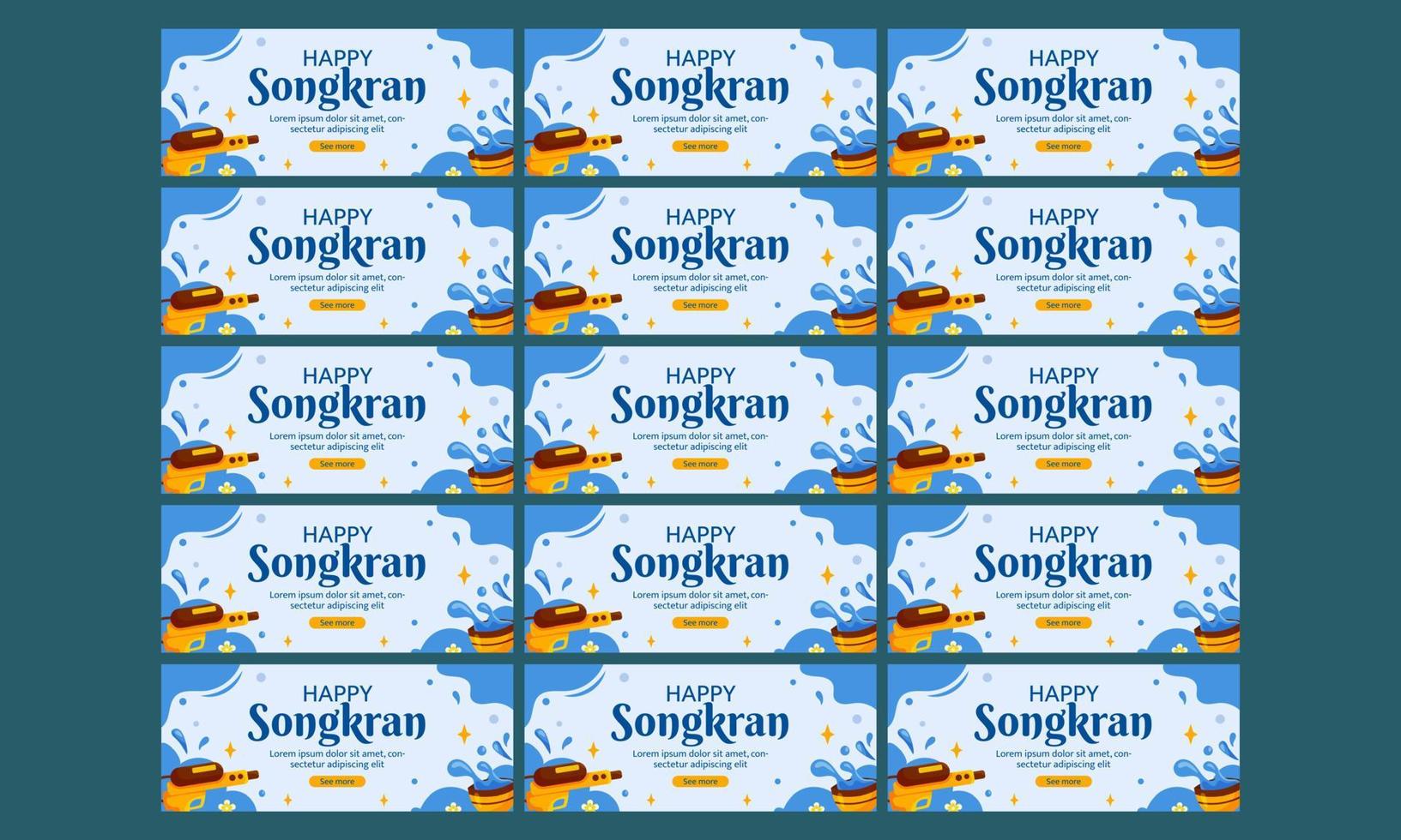 content Songkran Festival bannière ensemble vecteur plat conception