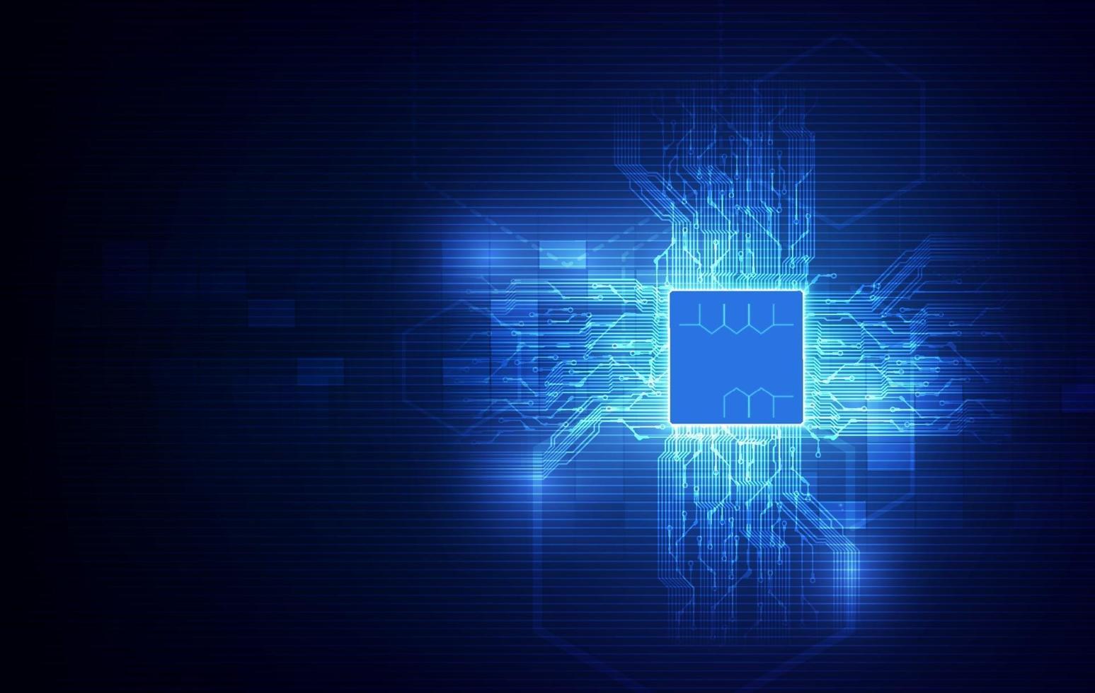 carte de circuit imprimé de fond de processeur de technologie abstraite et code html, vecteur de fond de technologie bleue.