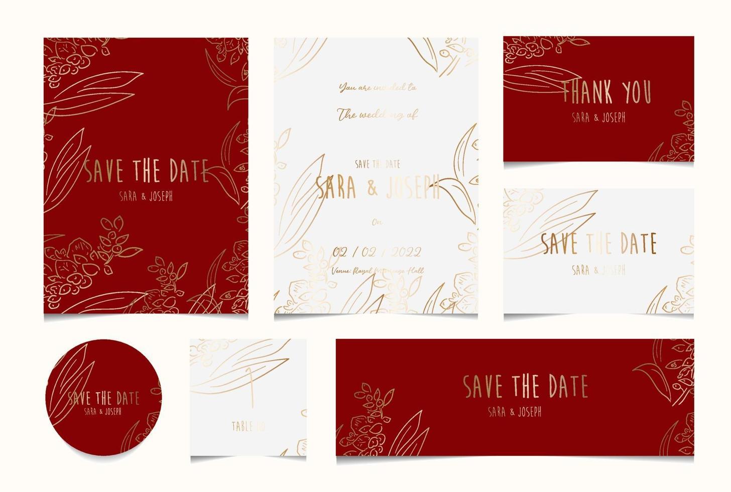 collection de faire-part de mariage botanique floral simple minimal vecteur