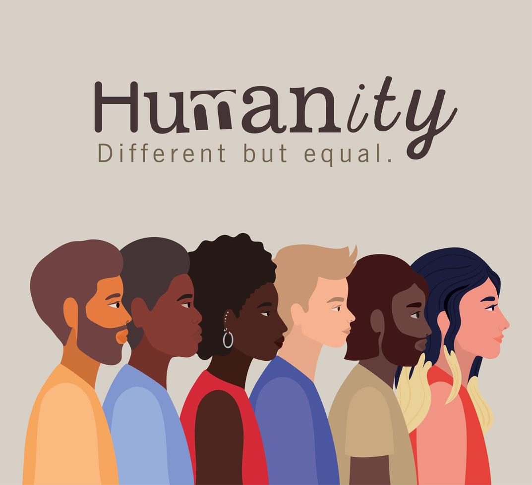 concept d'humanité avec des personnes interraciales vecteur