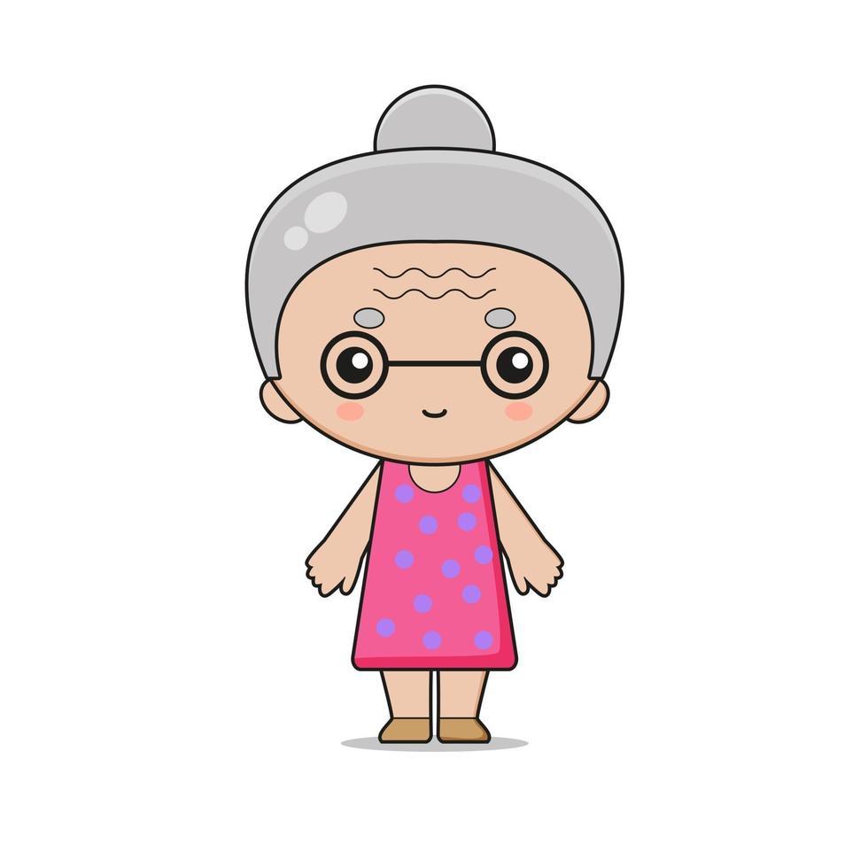 illustration de personnage de mascotte de grand-mère mignonne vecteur