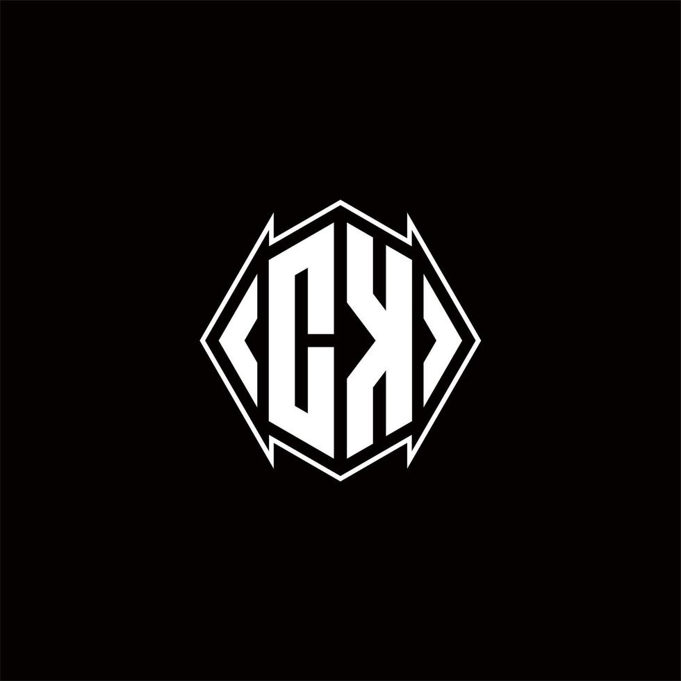 ck logo monogramme avec bouclier forme dessins modèle vecteur