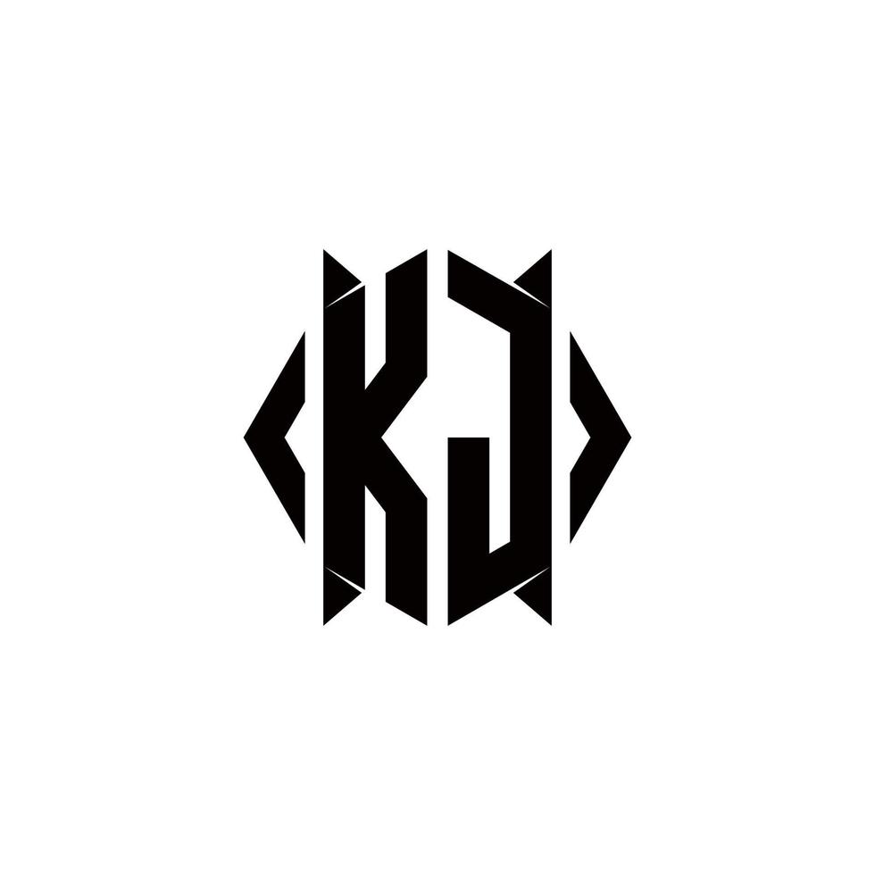 kj logo monogramme avec bouclier forme dessins modèle vecteur