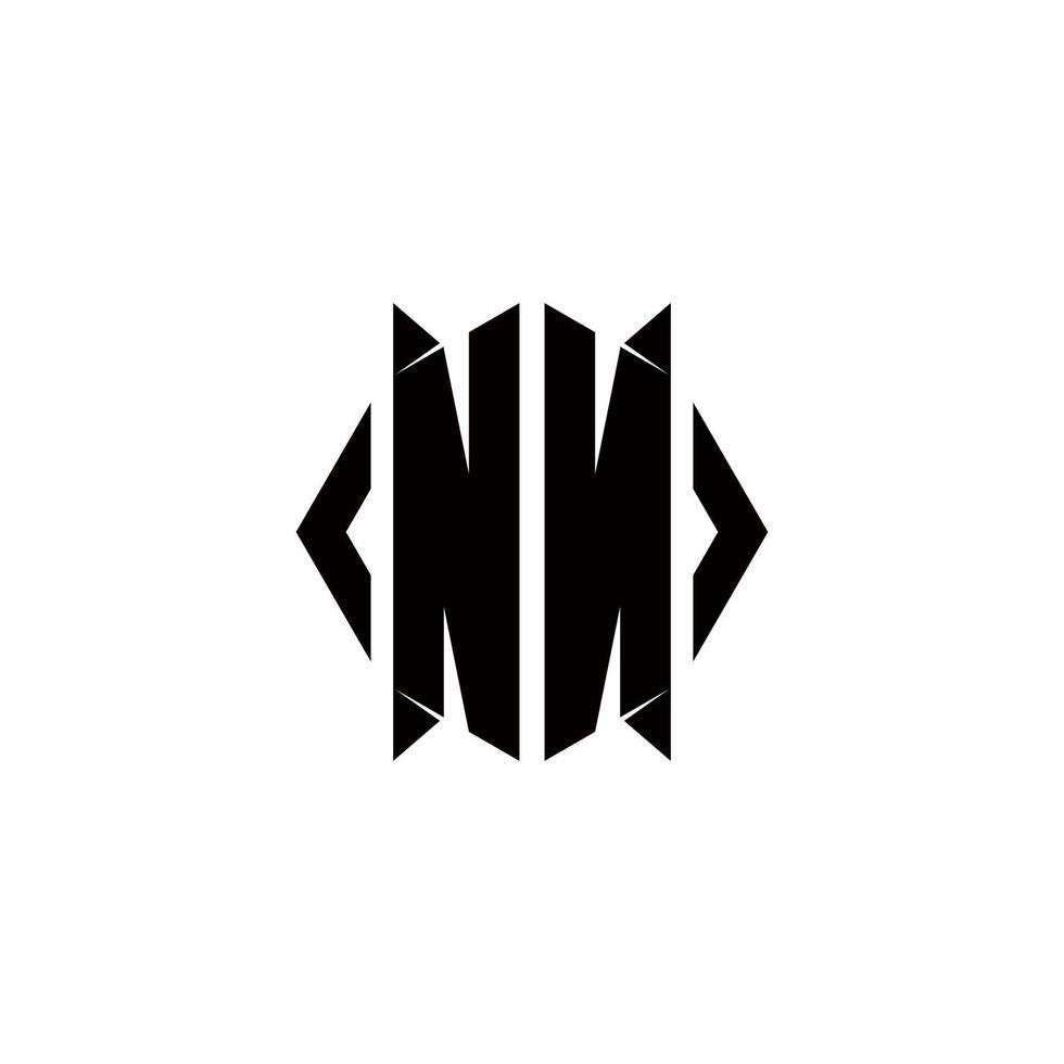 nn logo monogramme avec bouclier forme dessins modèle vecteur