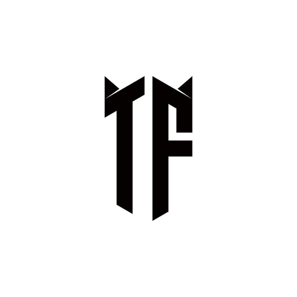 tf logo monogramme avec bouclier forme dessins modèle vecteur
