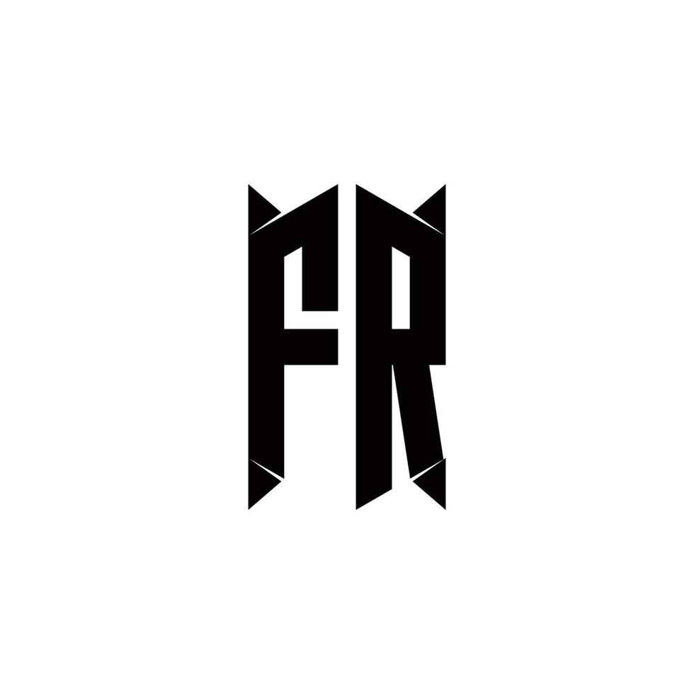 fr logo monogramme avec bouclier forme dessins modèle vecteur