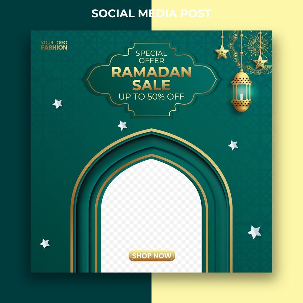 conception de bannière d'annonces de vente de ramadan. modèle de publication de médias sociaux ramadan modifiable vecteur