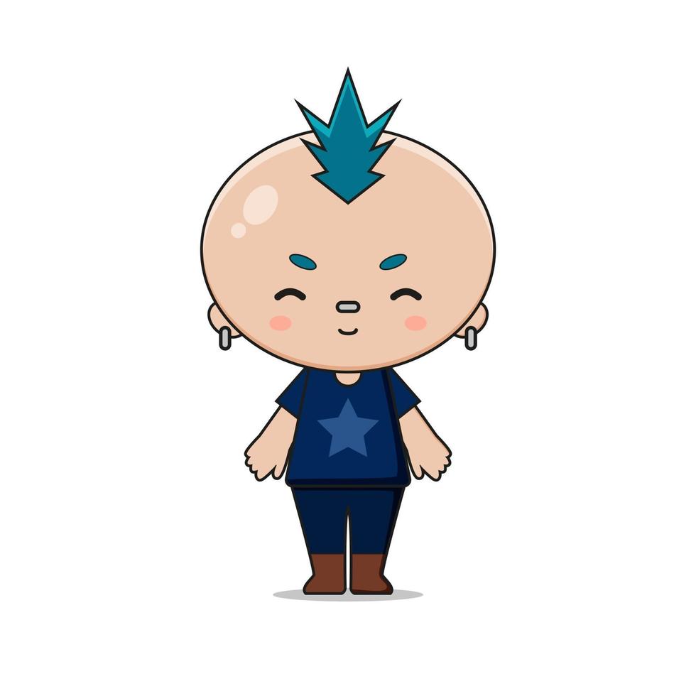 illustration de personnage de mascotte mignon garçon punk vecteur