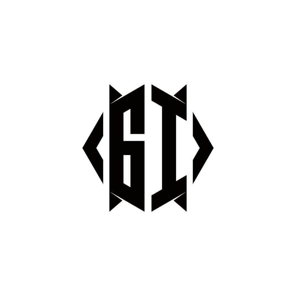 gi logo monogramme avec bouclier forme dessins modèle vecteur