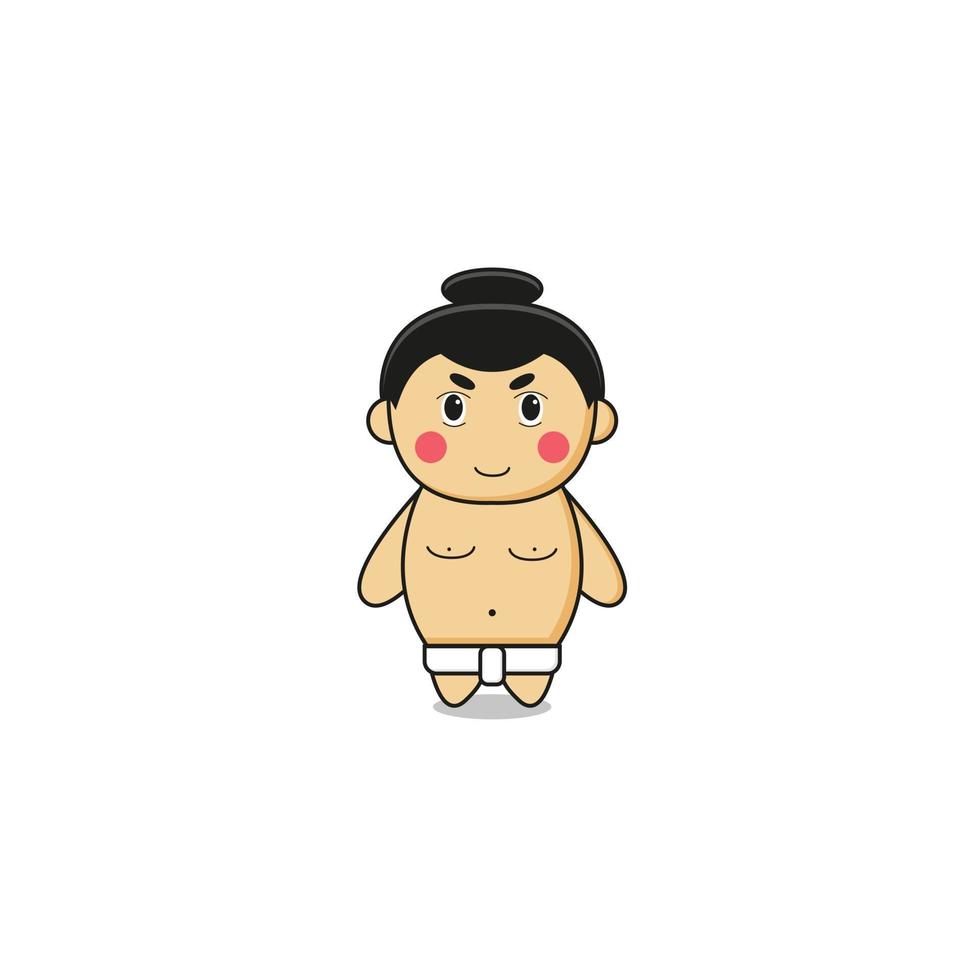 illustration de personnage de mascotte sumo mignon vecteur