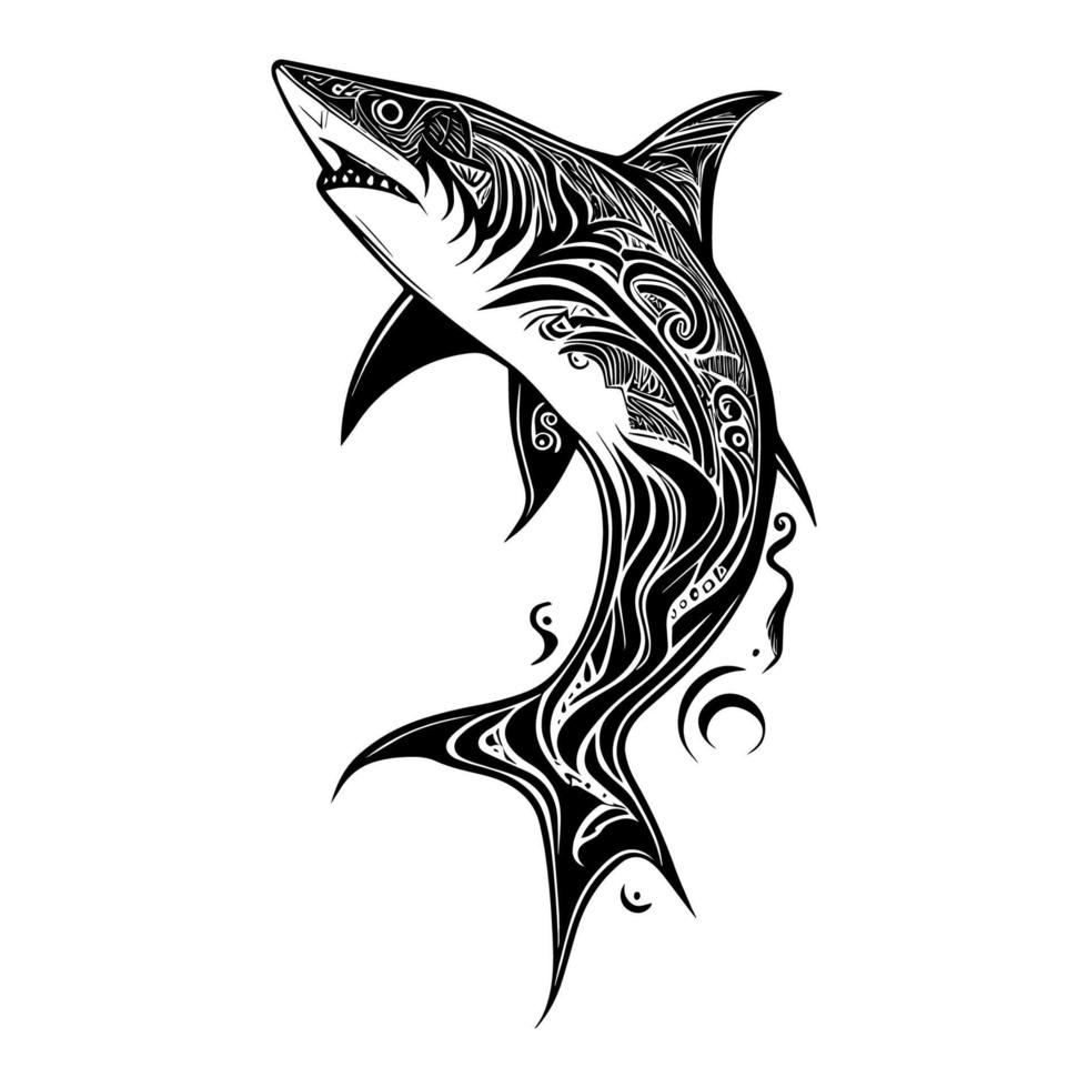 requin tribal tatouage conception pour le sans peur prédateur de le mer vecteur