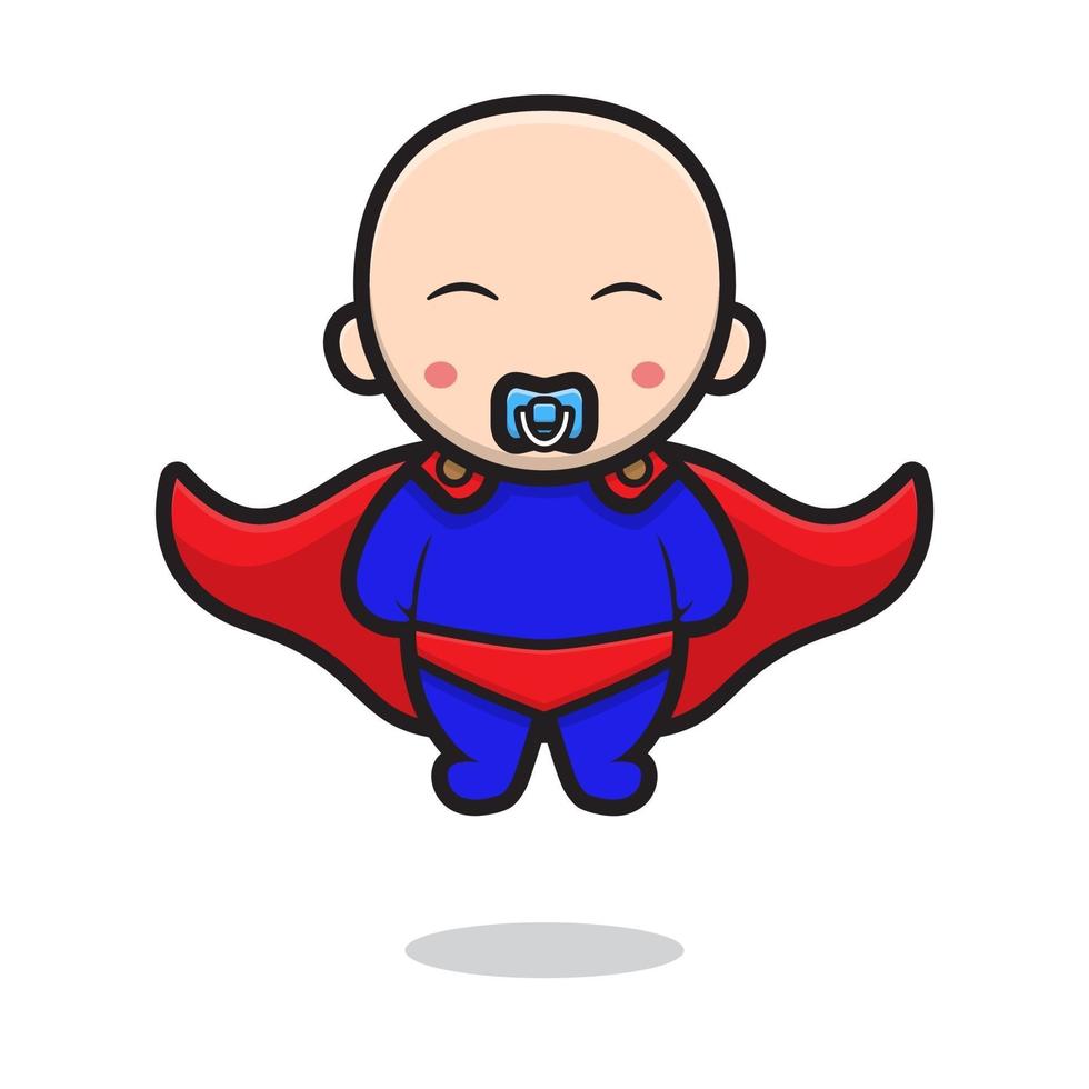 mignon personnage de bébé vêtu d'un costume de super-héros volant vecteur