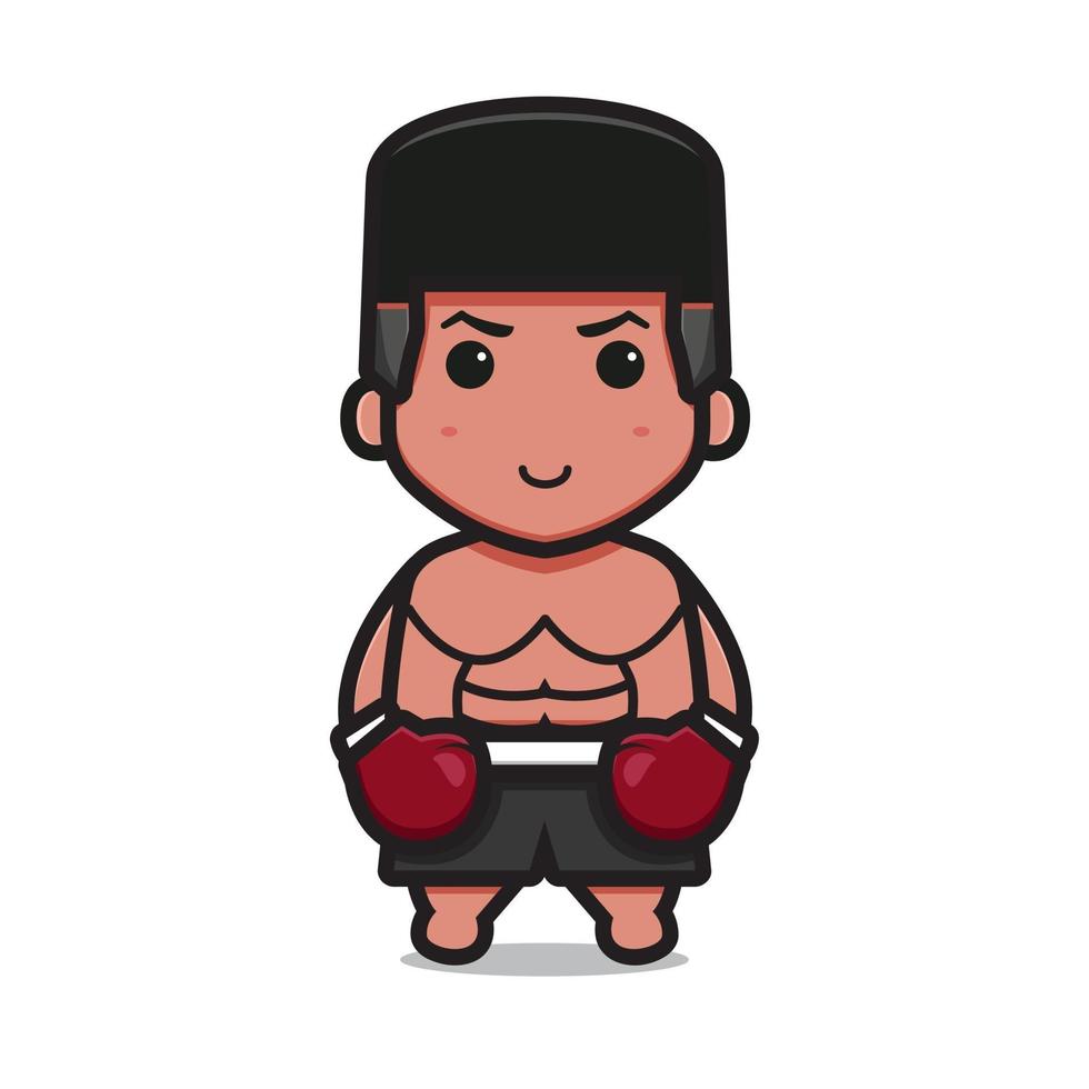 mignon personnage de boxe porter des gants rouges dessin animé vecteur icône illustration