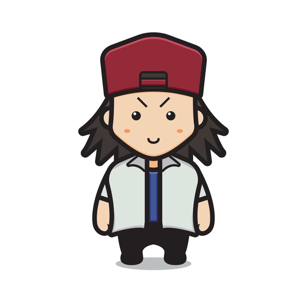 mignon garçon porter chapeau rouge dessin animé icône vecteur illustration