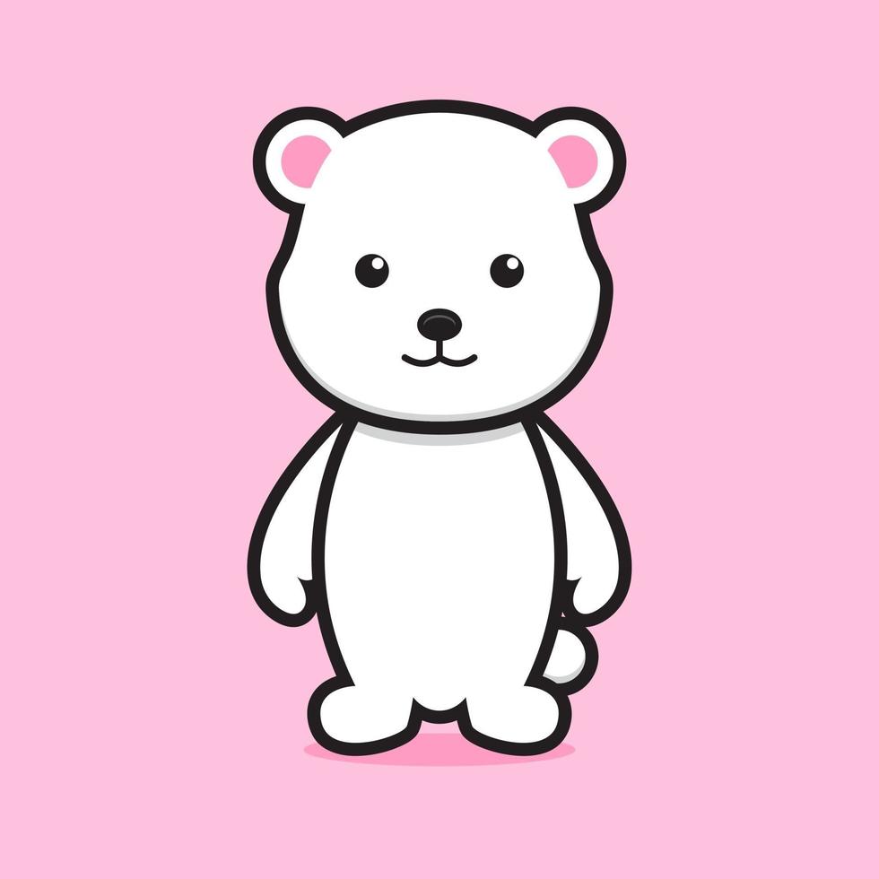 personnage de dessin animé mignon ours blanc avec visage souriant vecteur