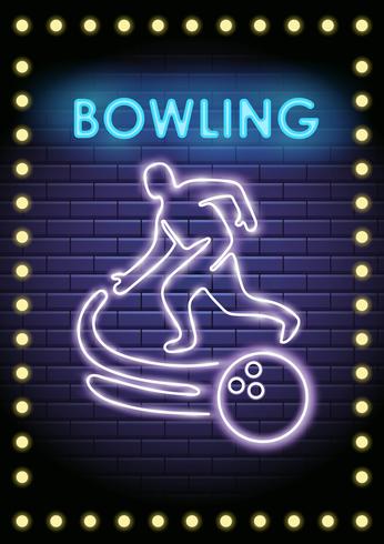 Joueur de bowling au néon vecteur