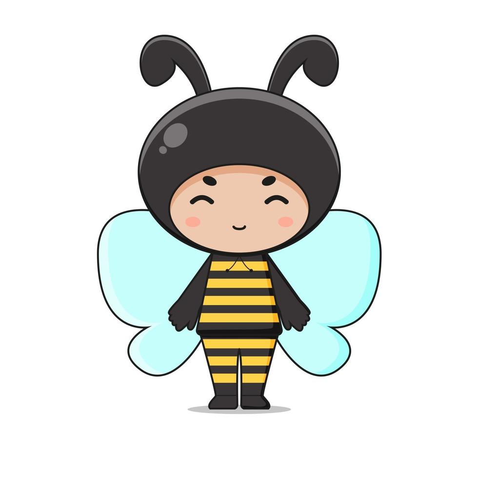 illustration de personnage de mascotte abeille animal mignon vecteur