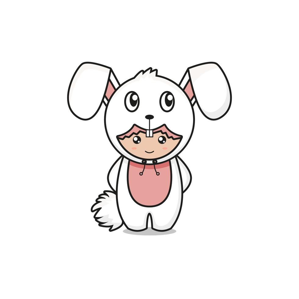 illustration de personnage de mascotte de lapin mignon vecteur