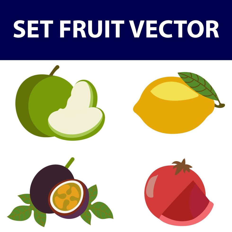 illustration de le différent sortes de des fruits sur une blanc Contexte vecteur