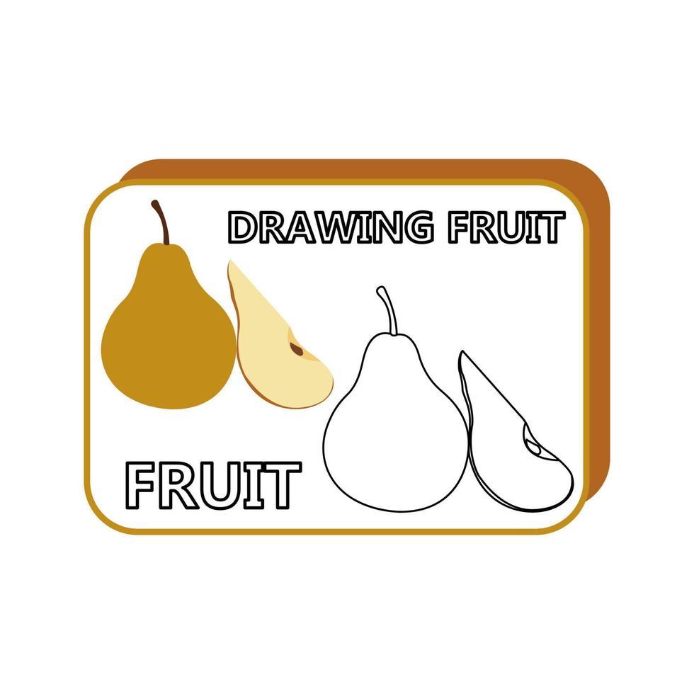 dessin coloration livre avec fruit poire icône pour des gamins adapté impression vecteur