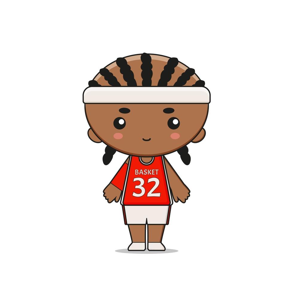 illustration de mascotte de joueur de basket mignon vecteur