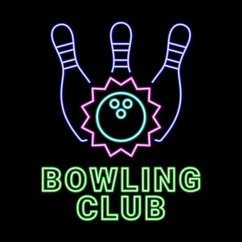 Bowling Club au néon vecteur