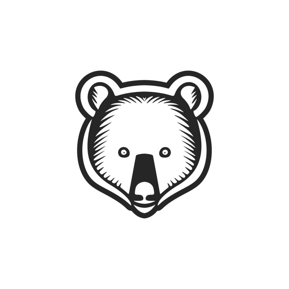 lisse noir et blanc ours vecteur logo.