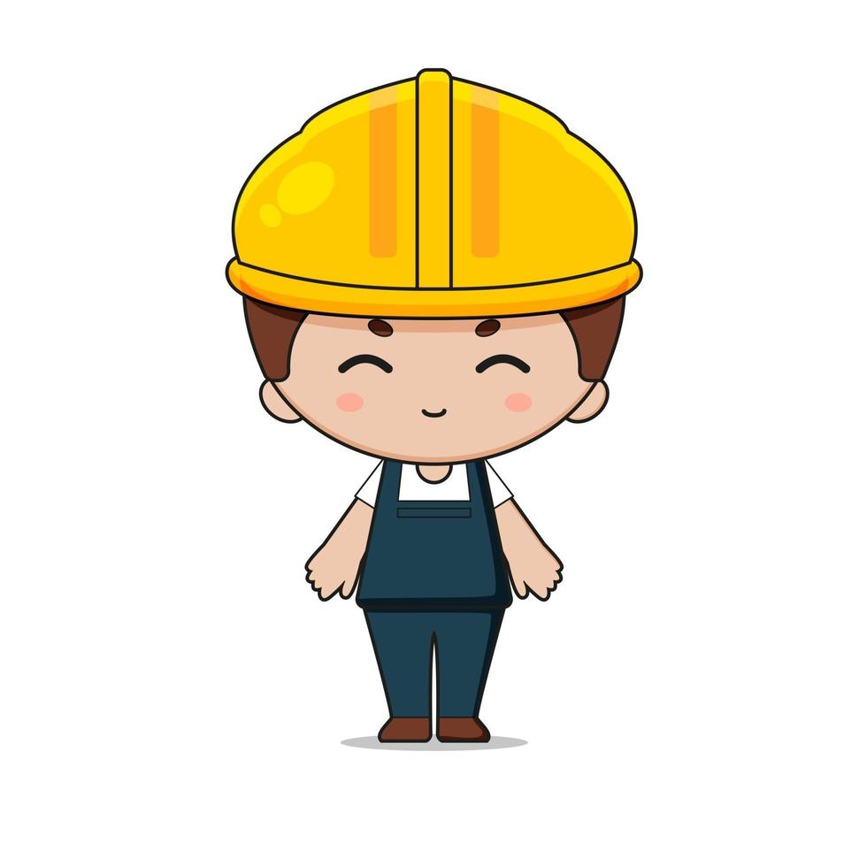 illustration de personnage de mascotte de construction de travail mignon vecteur