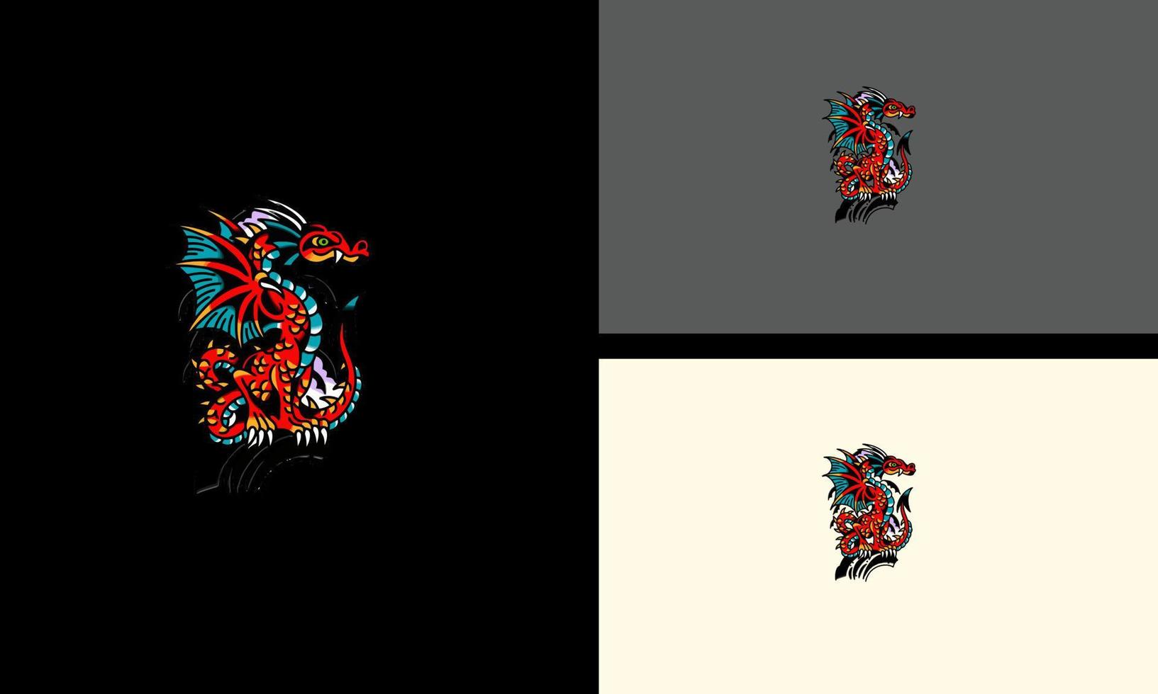 rouge dragon vecteur illustration mascotte conception